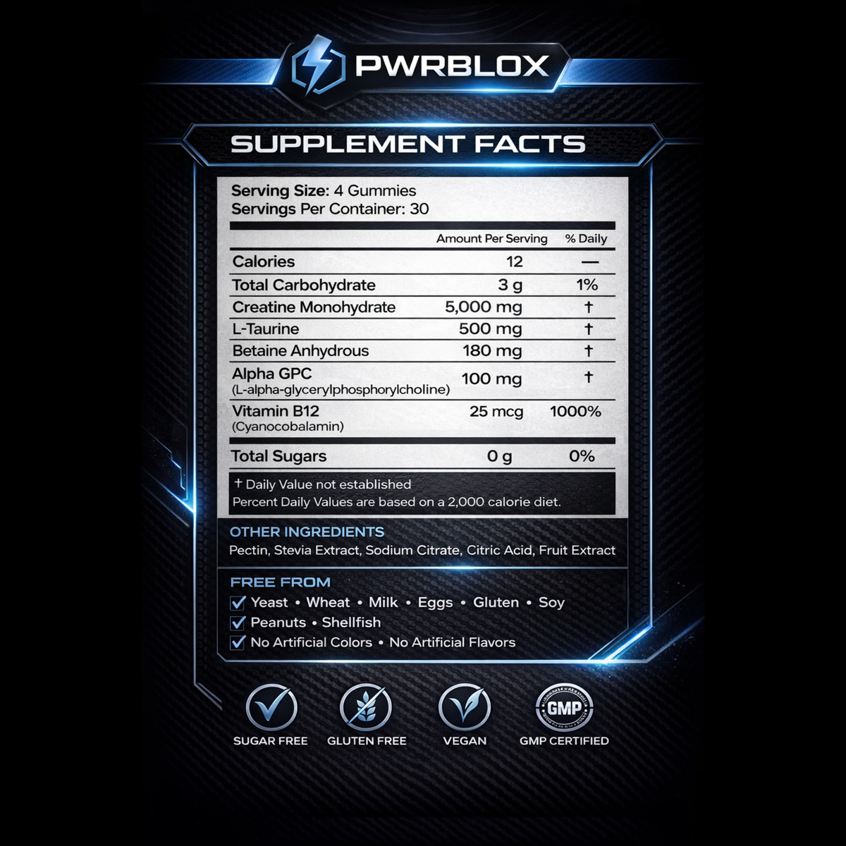 PWRBLOX Creatine Gummies – 5000mg Per Serving